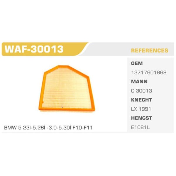 WINKEL WAF-30013 Hava Filtresi Bmw X3 11- Bmw X4 14- 2.0I 2.8I Koli: 20 Ad. 