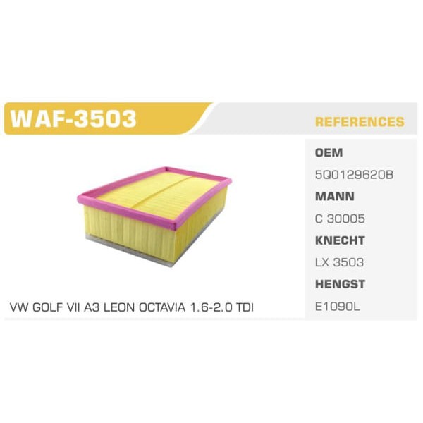 WINKEL WAF-3503 Hava Filtresi Golf Vıı / A3 / Leon 1.6 2.0 TDI 