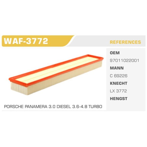 WINKEL WAF-3772 Hava Filtresi Panamera 11- 3.0D 3.6 4.8T Koli: 20 Ad. 