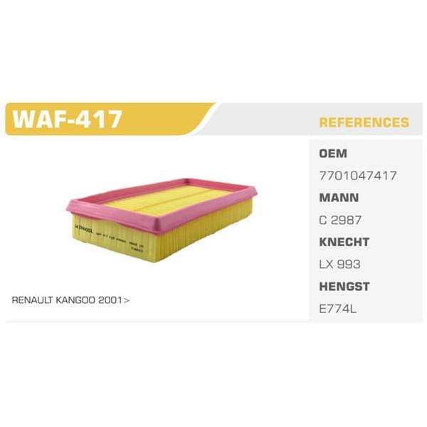 WINKEL WAF-417 Hava Filtresi CLIO Kangoo 01- Megane I Scenic I 1.9D Koli: 36 Ad. 