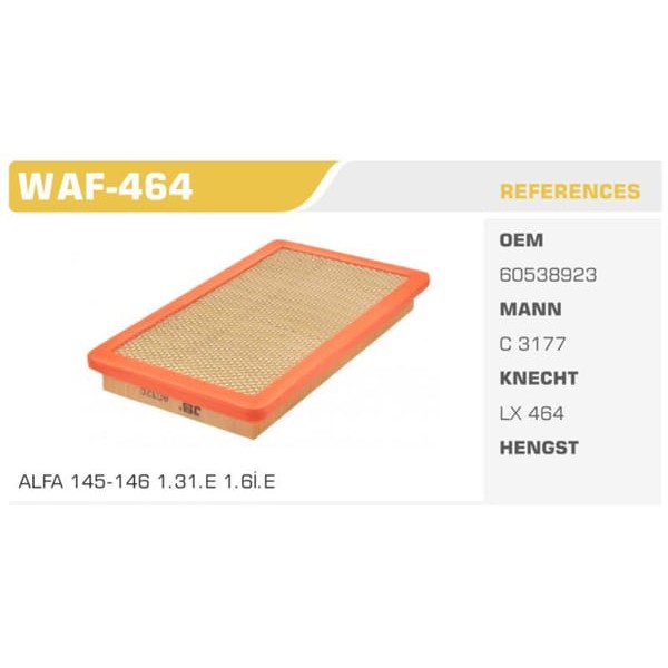 WINKEL WAF-464 Hava Filtresi 145 146 1.3 1.6 Koli: 36 Ad.
