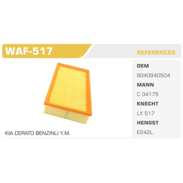 WINKEL WAF-517 Hava Filtresi Mercedes W210 95-00 Koli: 20 Ad. 