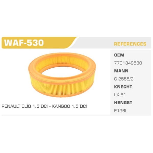 WINKEL WAF-530 Hava Filtresi Renault 9 R11 R19 