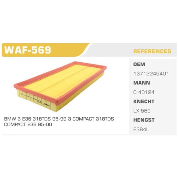 WINKEL WAF-569 Hava Filtresi Bmw 3 E36 95- 318 Tds Koli: 20 Ad. 