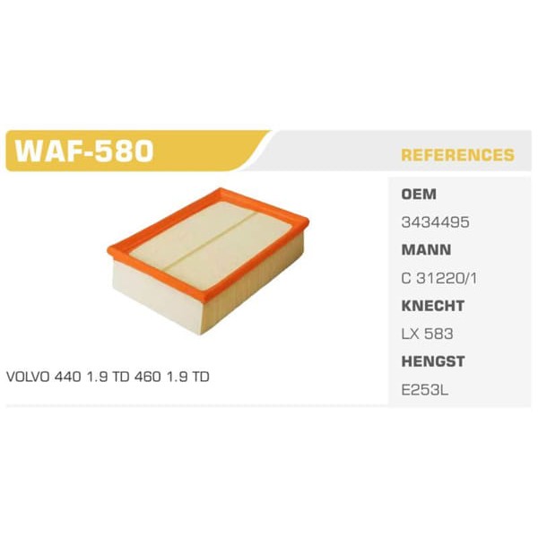 WINKEL WAF-580 Hava Filtresi Transit T15 