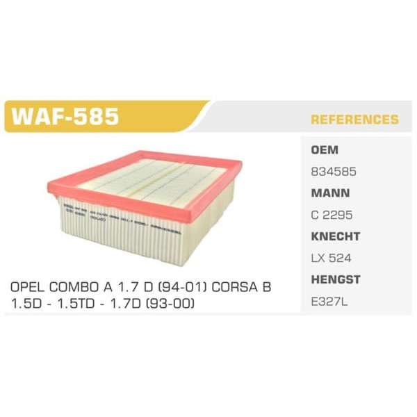 WINKEL WAF-585 Hava Filtresi Corsa B 93- Combo 1.7D Koli: 40 Ad. 