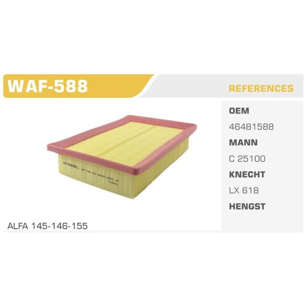 WINKEL WAF-588 Hava Filtresi Marea Brava Bravo / 145 146 155 156 1.4İ 1.6 16V 1.8İ 1.9 Jtd 2.0 20V K