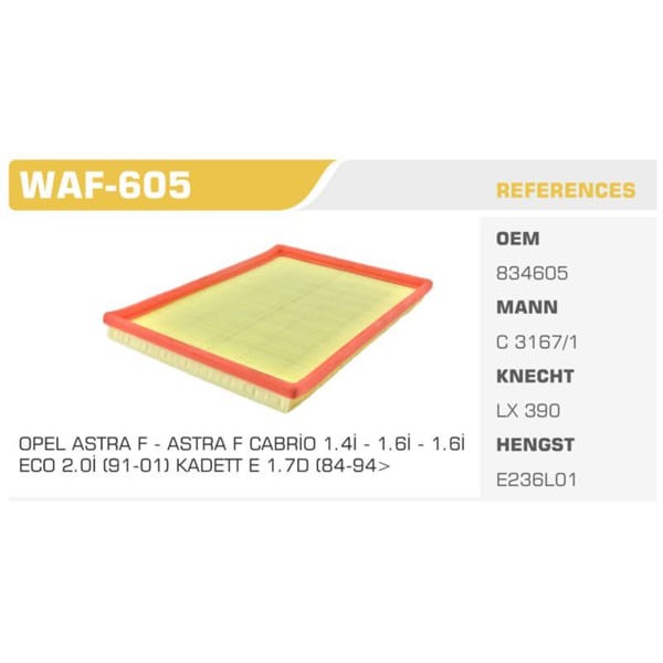 WINKEL WAF-605 Hava Filtresi Opel Astra F C3167/1 Fn4306
