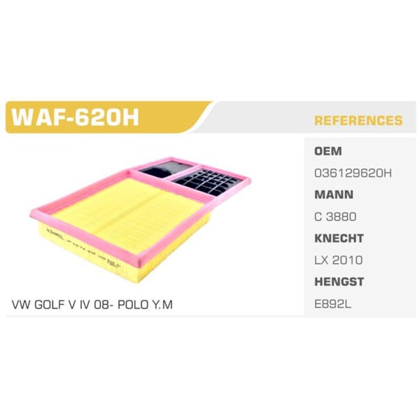 WINKEL WAF-620H Hava Filtresi Golf V VI Polo Hb 01- Polo V 07- Caddy III / Fabia Octavia 1.4 16V 