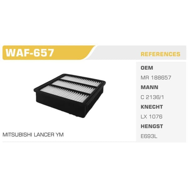 WINKEL WAF-657 Hava Filtresi Lancer 03- Outlander 03- Pajero Pinın 99- 2.0 16V Turbo Koli: 40 Ad.