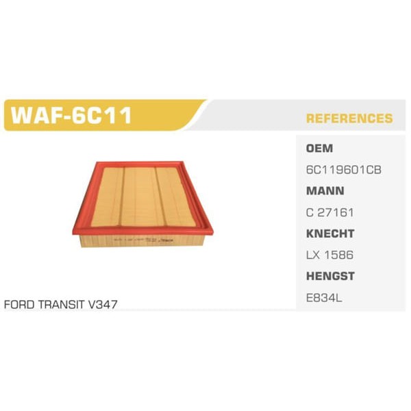 WINKEL WAF-6C11 Hava Filtresi Transit V348 07- 2.2 TDCI Koli: 20 Ad. 