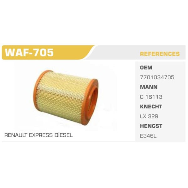 WINKEL WAF-705 Hava Filtresi Express 1.9D Koli: 20 Ad.