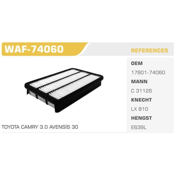 WINKEL WAF-74060 Hava Filtresi Camry 90-00 2.0 16V Koli: 40 Ad. 