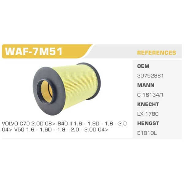 WINKEL WAF-7M51 Hava Filtresi Cmax Focus II III 1.6 TDCI 1.8 TDCI 2.0 TDCI