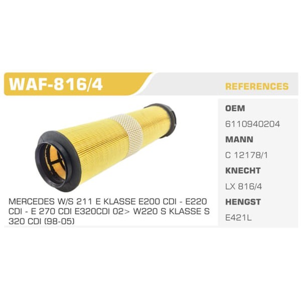 WINKEL WAF-816-4 Hava Filtresi Mercedes E Seri 02- C12178/1 Fn4812 