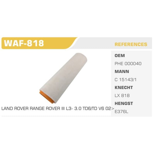 WINKEL WAF-818 Hava Filtresi Bmw 3 E46 Bmw 5 E39 Bmw X3 Bmw X5 Bmw X6 330D 530D 3.0D 3.0 Td6 