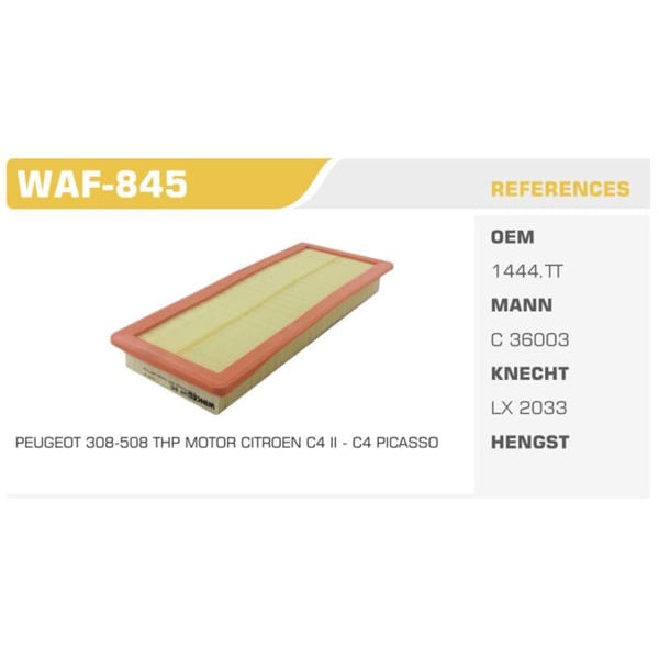 WINKEL WAF-845 Hava Filtresi 207 208 308 408 508 3008 Rcz / C4 Picasso C5 Ds3 Ds4 / Cooper 08- 1.6 1 