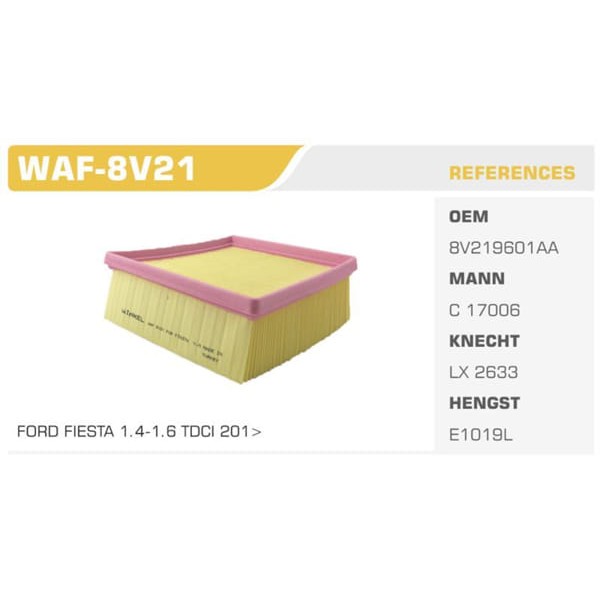 WINKEL WAF-8V21 Hava Filtresi Fiesta VI 08- Transit Tourneo Courier 14- / Mazda 2 11- 1.4 TDCI 1.5 T 