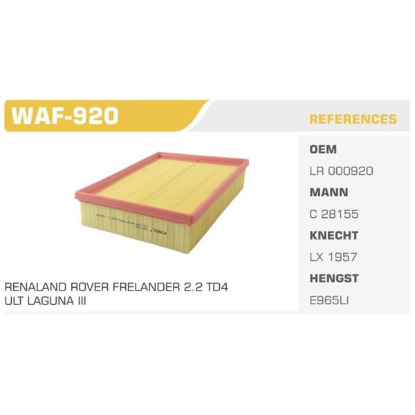 WINKEL WAF-920 Hava Filtresi Freelander II 06- 2.2Td4 Koli: 20 Ad. 