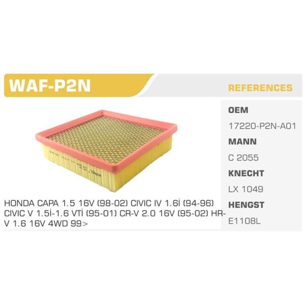 WINKEL WAF-P2N Hava Filtresi Civic 96-00 Civic 88-91 Cr-V 97-01 Hr-V 99-06 1.6