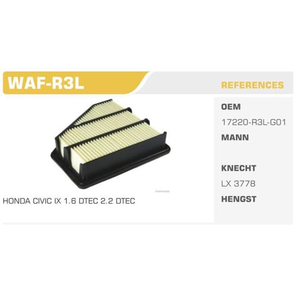 WINKEL WAF-R3L Hava Filtresi Civic 12- 2.2D Koli: 20 Ad. 