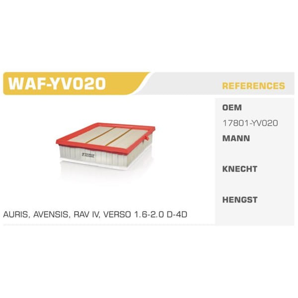 WINKEL WAF-YV020 Hava Filtresi Auris Verso 13- Rav4 15-
