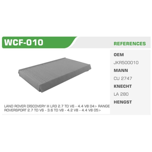 WINKEL WCF-10 Polen Filtresi Discovery III Range Rover Sport 06- Koli: 50 Ad. 