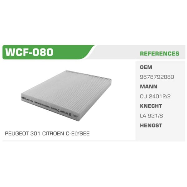 WINKEL WCF-80 Polen Filtresi 301 12- / C-Elysee Koli: 68 Ad.
