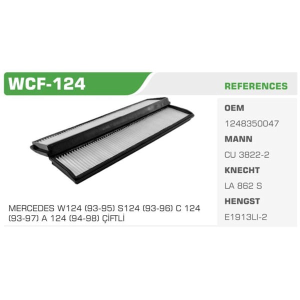 WINKEL WCF-124 Polen Filtresi Mercedes W124 93-95 Çiftli Koli: 20 Ad. 