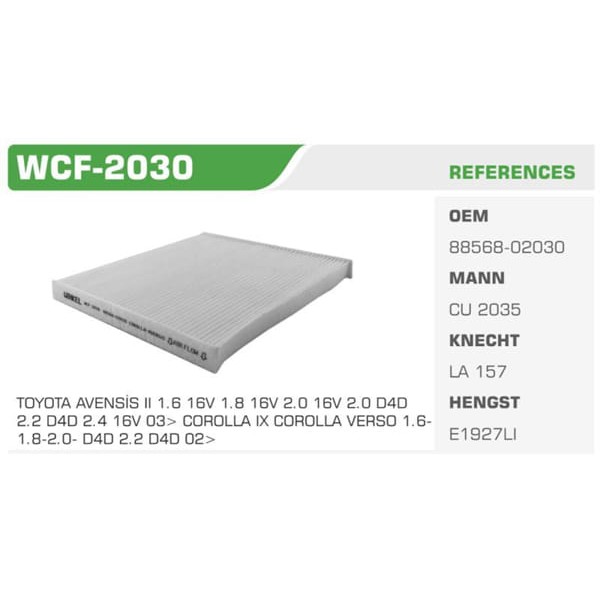 WINKEL WCF-2030 Polen Filtresi Corolla 03-07 Avensis 03-08 