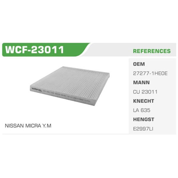 WINKEL WCF-23011 Polen Filtresi Micra K13 12- Note 13- Koli: 50 Ad. 