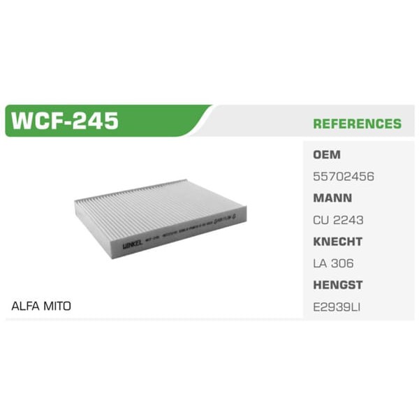 WINKEL WCF-245 Polen Filtresi Doblo 10- Fiorino 08- Punto 12- Grande Punto 05- Practıco 10- / Mıto 0 