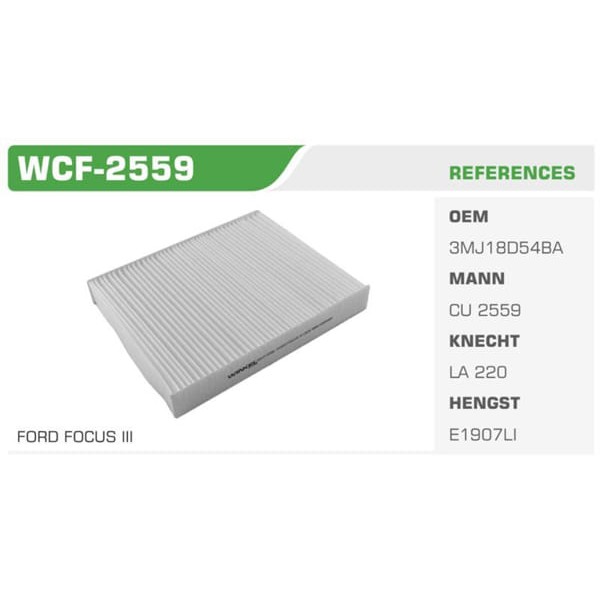 WINKEL WCF-2559 Polen Filtresi S-Max 06- Mondeo IV 07- Kuga 08- Galaxy 06- 