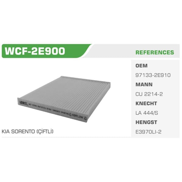 WINKEL WCF-2E900 Polen Filtresi Sorento 06- Yeni Model Çıftlıforce 