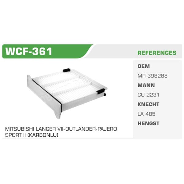 WINKEL WCF-361 Polen Filtresi Grandıs 05-11 L200 Lancer 03- Outlander 03- Pajero Sport 98- 