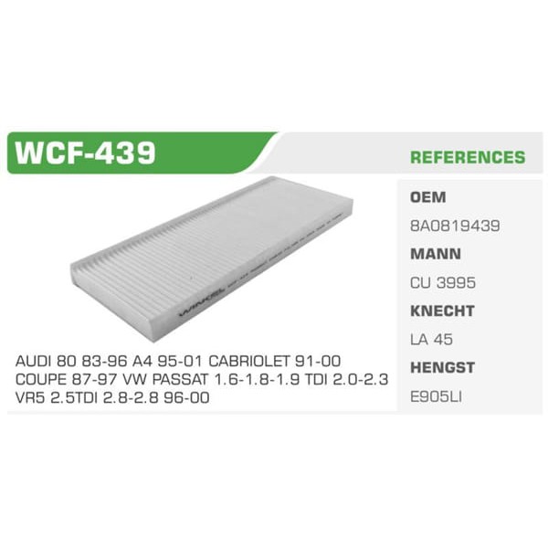 WINKEL WCF-439 Polen Filtresi Passat 96-00 / A4 94-00 Koli: 42 Ad.