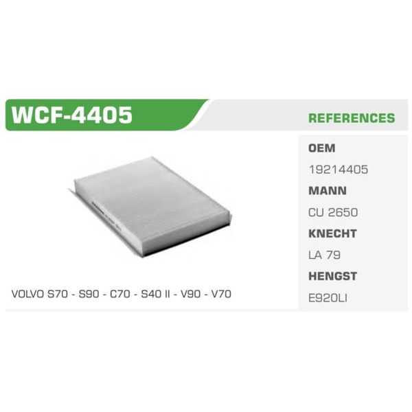 WINKEL WCF-4405 Polen Filtresi S70 97- V70 97- Xc70 97- C70 97- Koli: 36 Ad. 