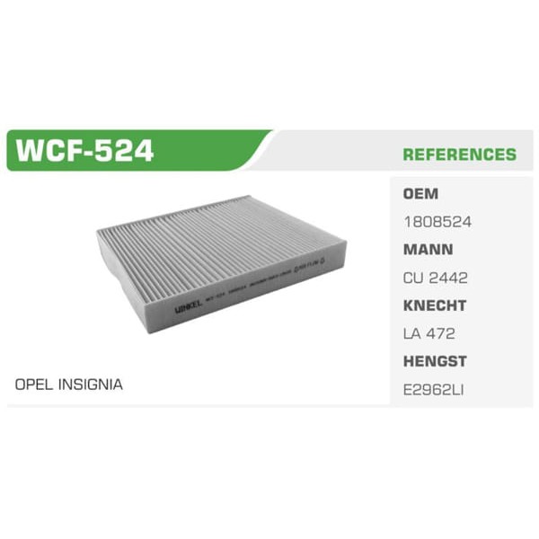 WINKEL WCF-524 Polen Filtresi Astra J 09-12 Insignia 09-12 Zafira C 11- Merıva B 10- Cascada 13- Mok