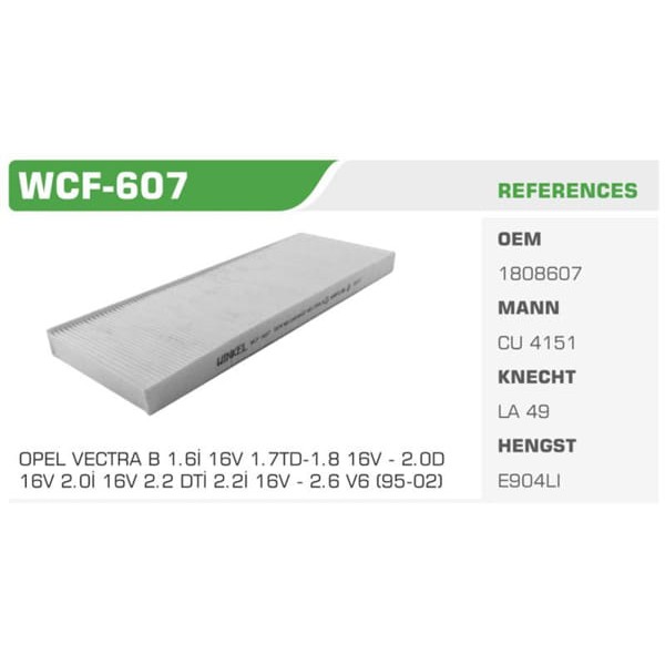 WINKEL WCF-607 Polen Filtresi Vectra B 95-02 