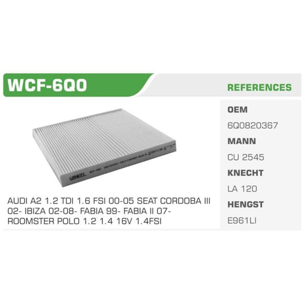 WINKEL WCF-6Q0 Polen Filtresi Polo 01- / A2 00- / Cordoba 02- Ibiza 02- / Fabia 99- Roomster 06-