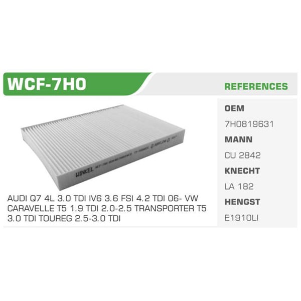 WINKEL WCF-7H0 Polen Filtresi Amarok 10- Touareg 03- Transporter T5 03- / Q7 06- / Cayenne 03- 