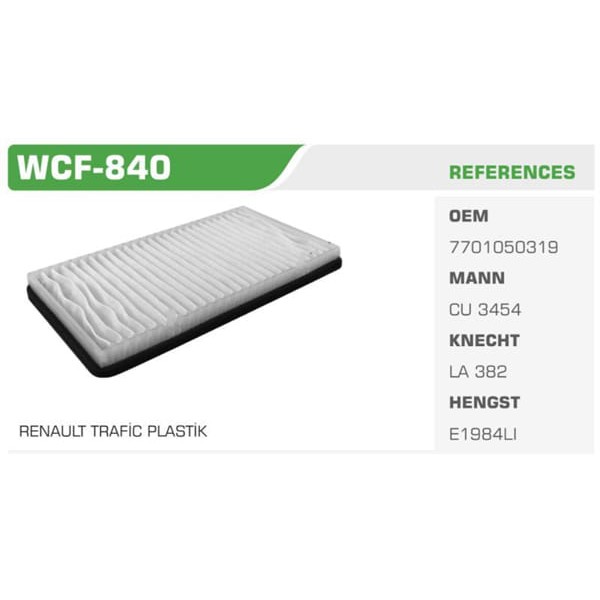 WINKEL WCF-840 Polen Filtresi Trafic II 01- / Vivaro 01- / Primaster 