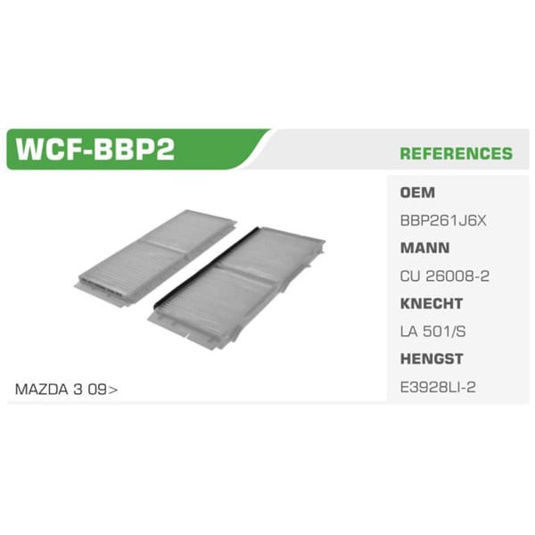 WINKEL WCF-BBP2 Polen Filtresi Mazda 3 10- Koli: 40 Ad. 