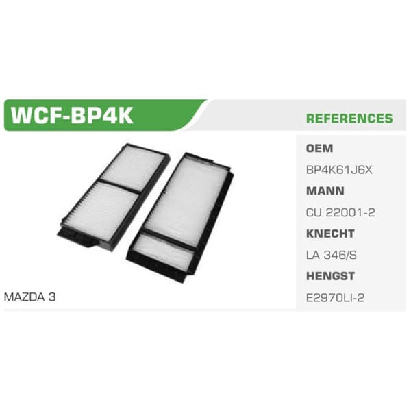 WINKEL WCF-BP4K Polen Filtresi Mazda 3 03- Mazda 5 05- Kasalı 