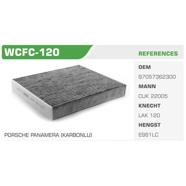 WINKEL WCFC-120 Polen Filtresi Panamera 11- Karbonlu Koli: 36 Ad.