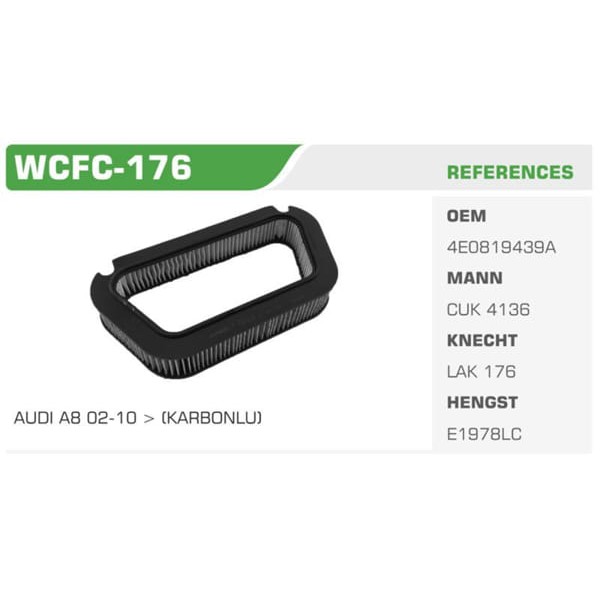 WINKEL WCFC-176 Polen Filtresi A8 03- Karbonlu Koli: 20 Ad. 