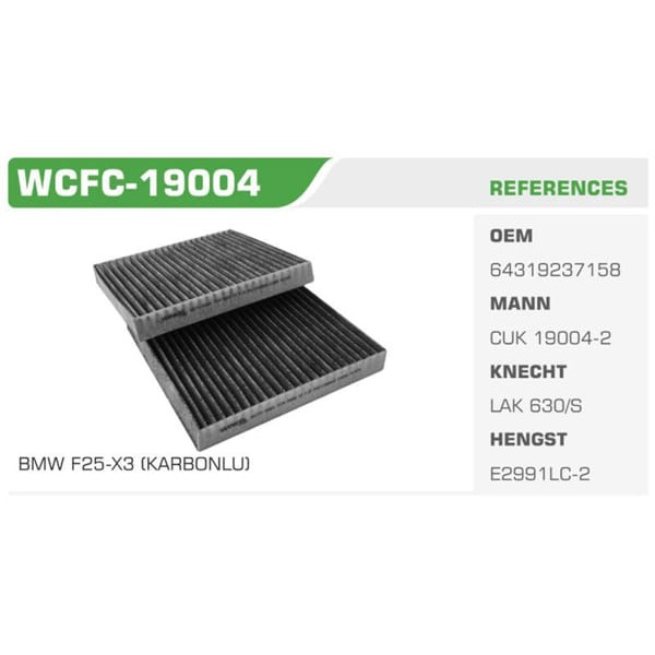 WINKEL WCFC-19004 Polen Filtresi Bmw X3 F25 10- Bmw X4 F26 13- Karbonlu 