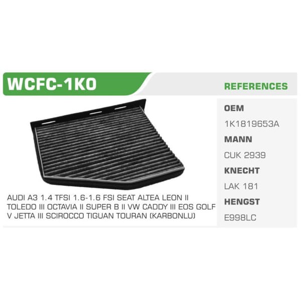WINKEL WCFC-1K0 Polen Filtresi Golf V VI Jetta III Passat Beetle Caddy III Touran / A3 Q3 / Leon / O