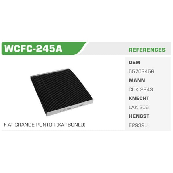 WINKEL WCFC-245A Polen Filtresi Corsa D Karbonlu Koli: 68 Ad. 