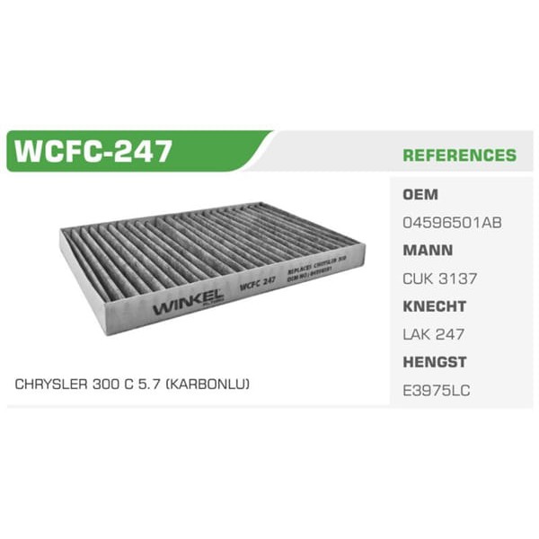WINKEL WCFC-247 Polen Filtresi 300 C 04-12 Karbonlu